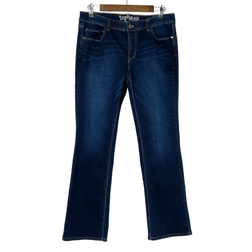 WHBM White House Black Market Boot Leg Blue Dark Wash Denim Jeans Size 10 Short
